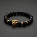 The Bengal Tiger Gold Bead Bracelet | Matte Black Onyx & Gold Statement Bracelet for Men