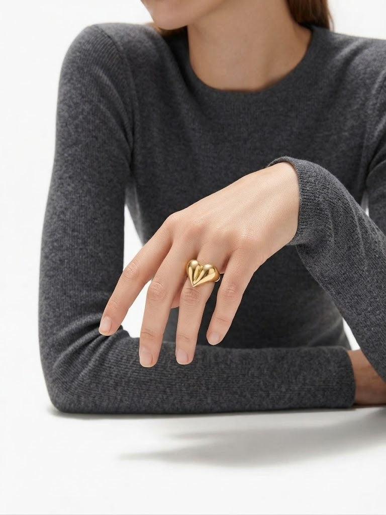 The Amour Sculpted Puffy Heart Ring