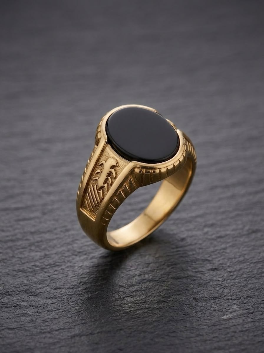 The Sovereign Onyx Statement Ring | Premium Gold & Black Onyx Signet Ring for Men