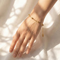 Golden Beaded Station Snake Chain Bracelet