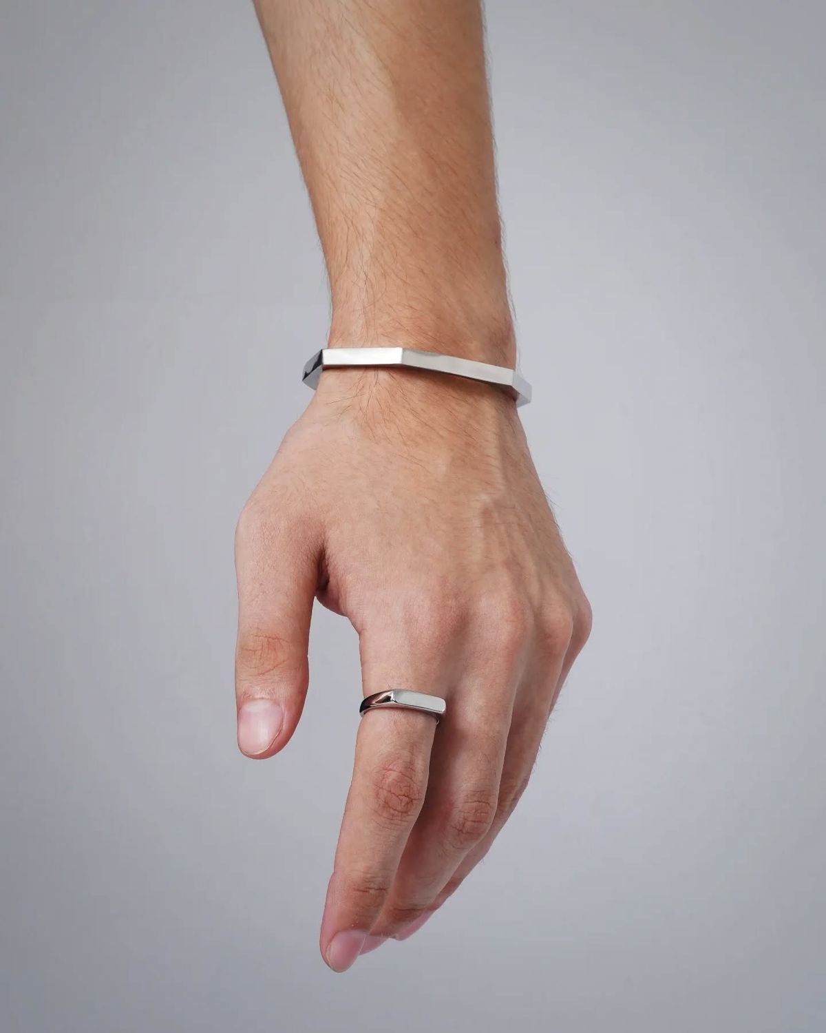 Minimalist Silver Cuff & Ring Set