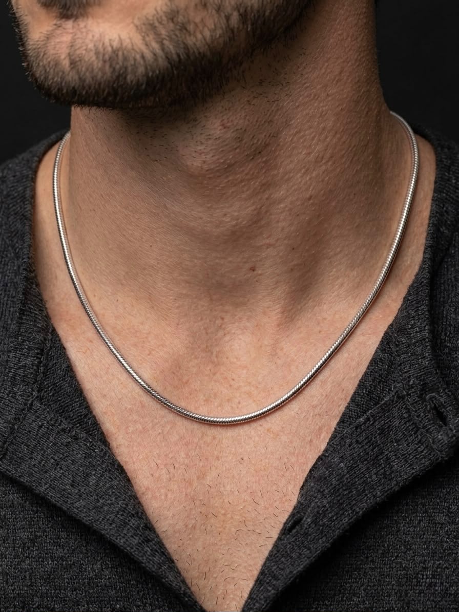 The Venetian Seamless Snake Chain | Premium Silver Minimalist Necklace for Men