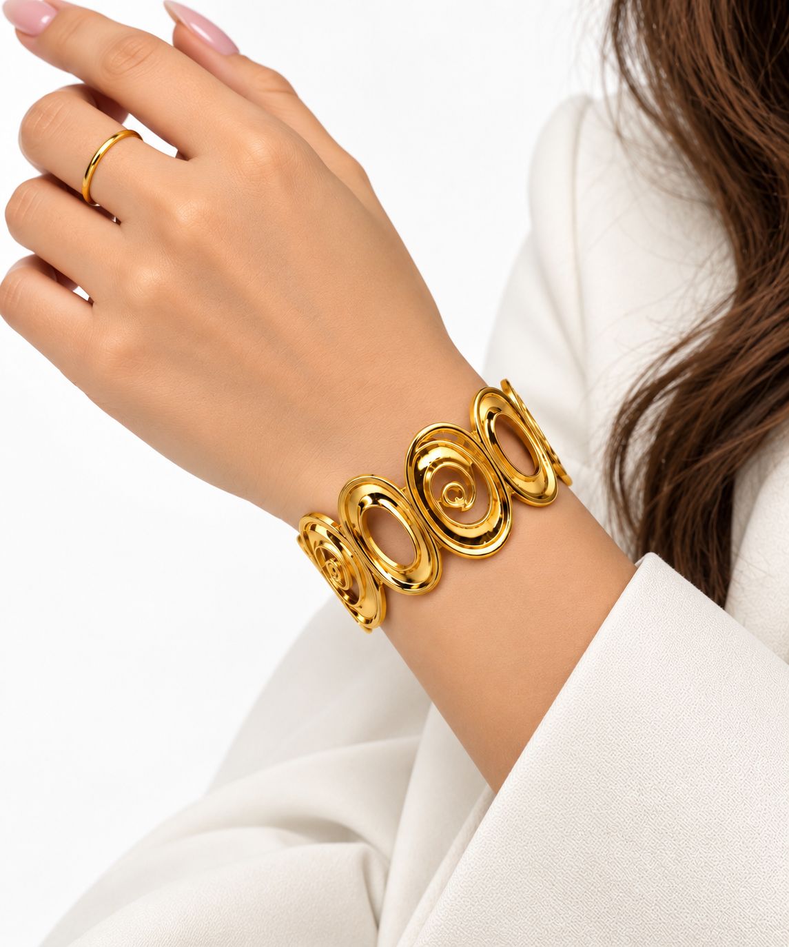 H&M Jewels Premium Brass Finish Anti-Tarnish Swirl Cuff