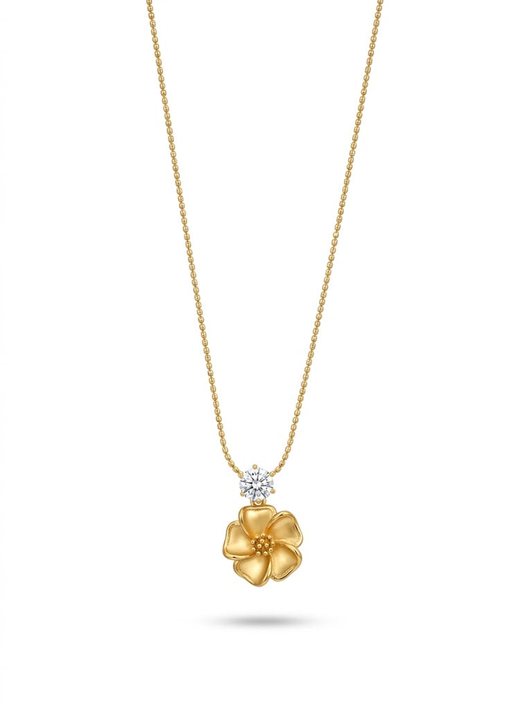 Solitaire Blossom Pendant Necklace